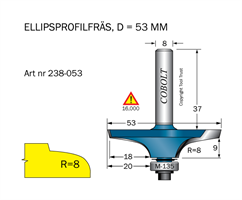 Ellipsprofilfräs R=8 L=15 D=53 S=8