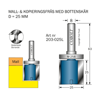 Mallfräs D=25 L=25 TL=63 S=8