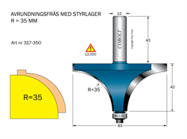 Avrundningsfräs R=35 D=83 L=42 S=12