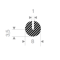 U-profil 1/8x8 mm sort EPDM svamp - Løpemeter