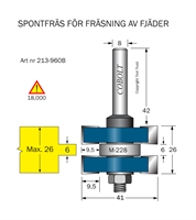 Spontfräs L1=6 L2=26 F=9.5 D=41 S=8