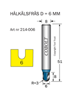 Hålkälsfräs R=3 D=6 L=8 TL=51 S=8