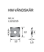 HM-vändskär 12x12x1,5 mm (4 sidor)