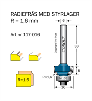 Avrundningsfräs R=1.6 D=16 L=8 S=6