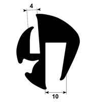 Klemprofil 4+10 EPDM sort veritas - 30 meter