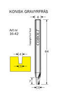 Konisk fräs D=3mm, S=6mm