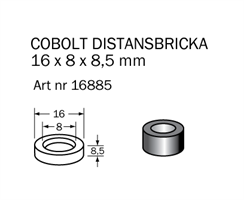 Distansring 16 x 8 x 8.5 mm