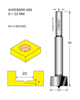 Kvistborr HSS D=22 TL=90 S=8