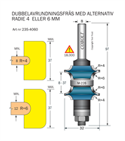 Dubbelavrundning R=4 & 6 S=8