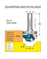 Dekorfräs m lager R=6 L=11 S=8