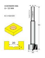 Kvistborr HSS D=20 TL=90 S=8