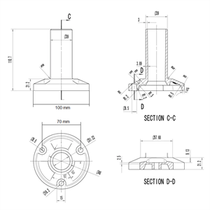 Stolpefot for liming i rør Ø42,4 mm