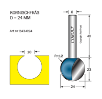 Kornischfräs R=12 D=24 L=23 S=8