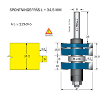 Spontfräs L1=8 L2=34.5 F=9.5 D=41 S=8