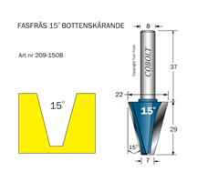 Fasfräs 15° L=29 D1=22 D2=7 S=8