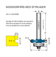 Siddekorfräs R=3 F=5.5 L=6 D=30 S=8