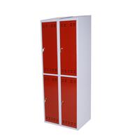 Klädskåp 4- dörr röd/grå 700 mm
