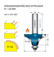 Avrundningsfräs R=16 D=45 L=22 S=12