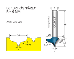 Dekorfräs D=26 R=6 S=8