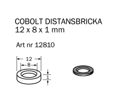 Distansbricka 12 x 8 x 1 mm