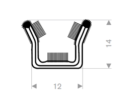 Vindusglidelist 12x14 mm sort - Løpemeter