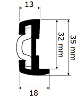 Fenderlist 32/35 mm sort PVC - 15 meter