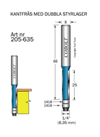 Kantfräs D=6.35 L=25 TL=66 S=8