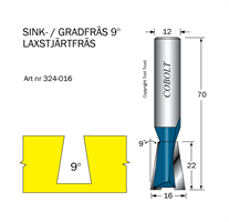 Sinkfräs 9° D=16 L=22 TL=70 S=12