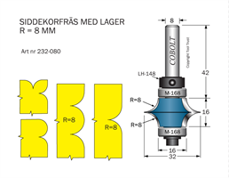 Siddekorfräs R=8 m dubbla lager