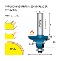 Avrundningsfräs R=22 D=57 L=28 S=12