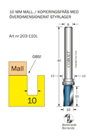 Mallfräs D=10 L=20, undermått 1 mm