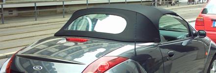 Sufflett Ford KA TW svart tyg m utbytbar ruta