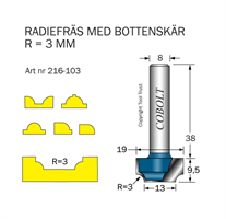 Radiefräs R=3 L=9.5 S=8