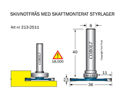 Skivnotfräs L=2.5 F=11 D=36 S=8