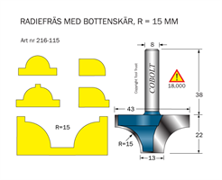 Radiefräs R=15 L=22 S=8