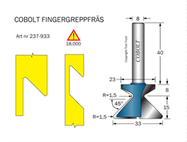 Fingergreppsfräs 45° D=33 L=23 S=8