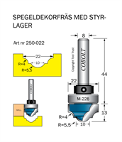 Spegeldekorfräs D1=22 D2=10 R1=4 R2=5.5