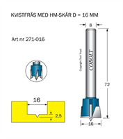 HM Kvistfräs D=16 TL=72 S=8