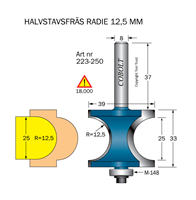 Halvstavfräs R=12,5 L1=25 L2=33 S=8