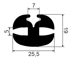 Klemprofil 5+5 EPDM Sort - 30 meter