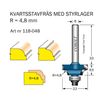 Kvartsstavfräs R=4.8 D=23 L=9.5 S=6