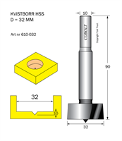 Kvistborr HSS D=32 TL=90 S=10