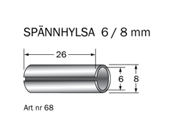 Spännhylsa 6 < 8 mm L=25