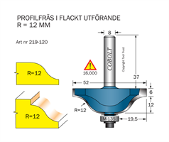 Profilfräs dubbelradie R=12 L=18 F=19.5