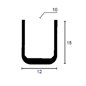 U-profil 10/12x15 mm Sort - Løpemeter