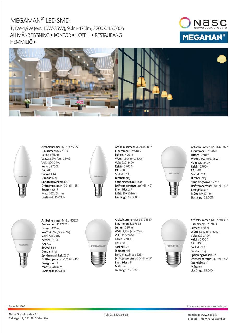 Produktblad LED Standardlampor