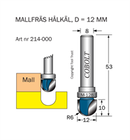 Mallfräs hålkäl R=6 D=12 L=10 TL=53 S=8