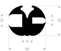 Klemprofil 10+5 EPDM sort - 50 meter