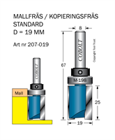 Mallfräs D=19 L=25 TL=67 S=8