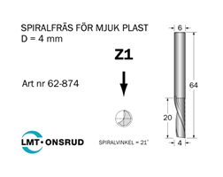 Spiralfräs D=4 L=20 TL=64 S=6